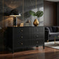 47.2" Wide Black 6-Drawer Fluted Dresser