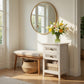 17.7" White Rattan Nightstand