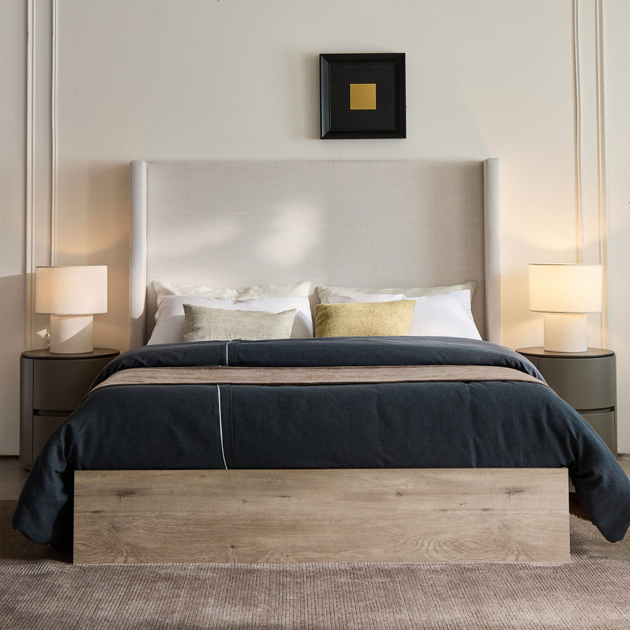 Shelton Upholstered Wingback Bed