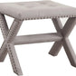 Linen Blend Accent Bench with Nailhead Trim
