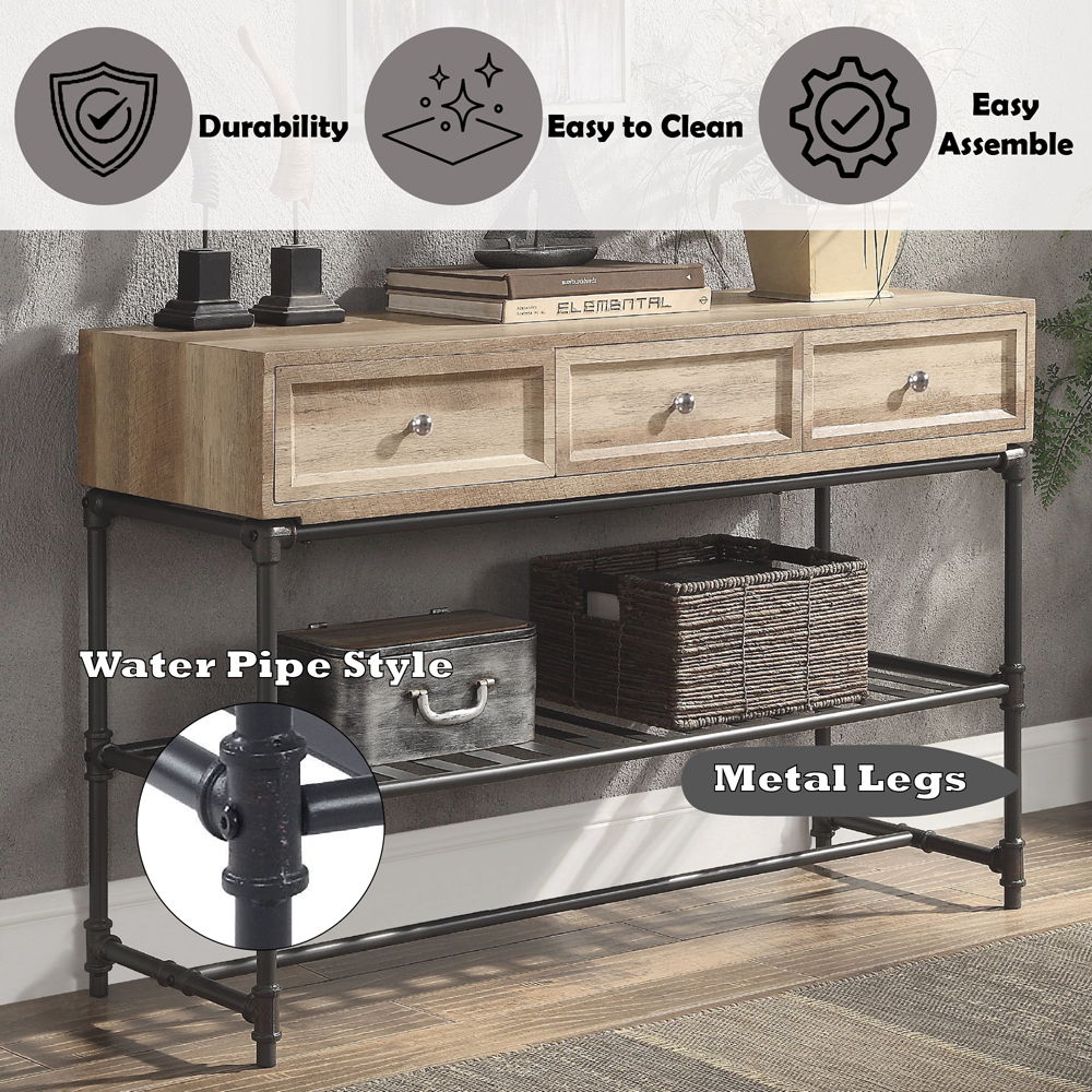 Brantley II - Sofa Table - Oak & Sandy Black