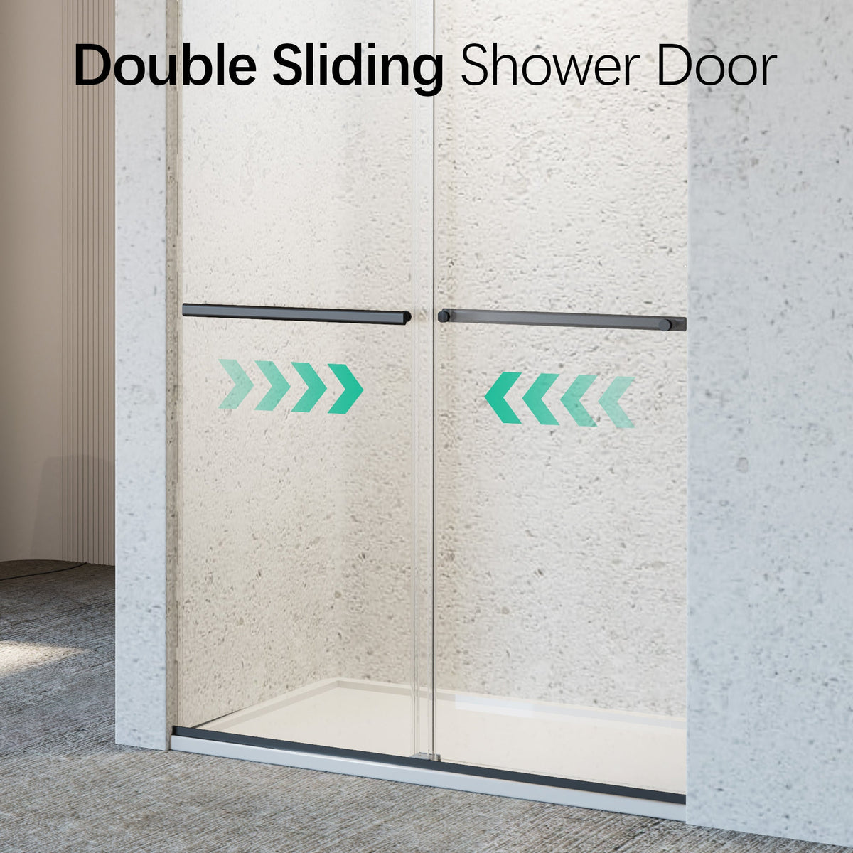 Frameless Double Sliding Shower Door - 46-48" W x 76" H