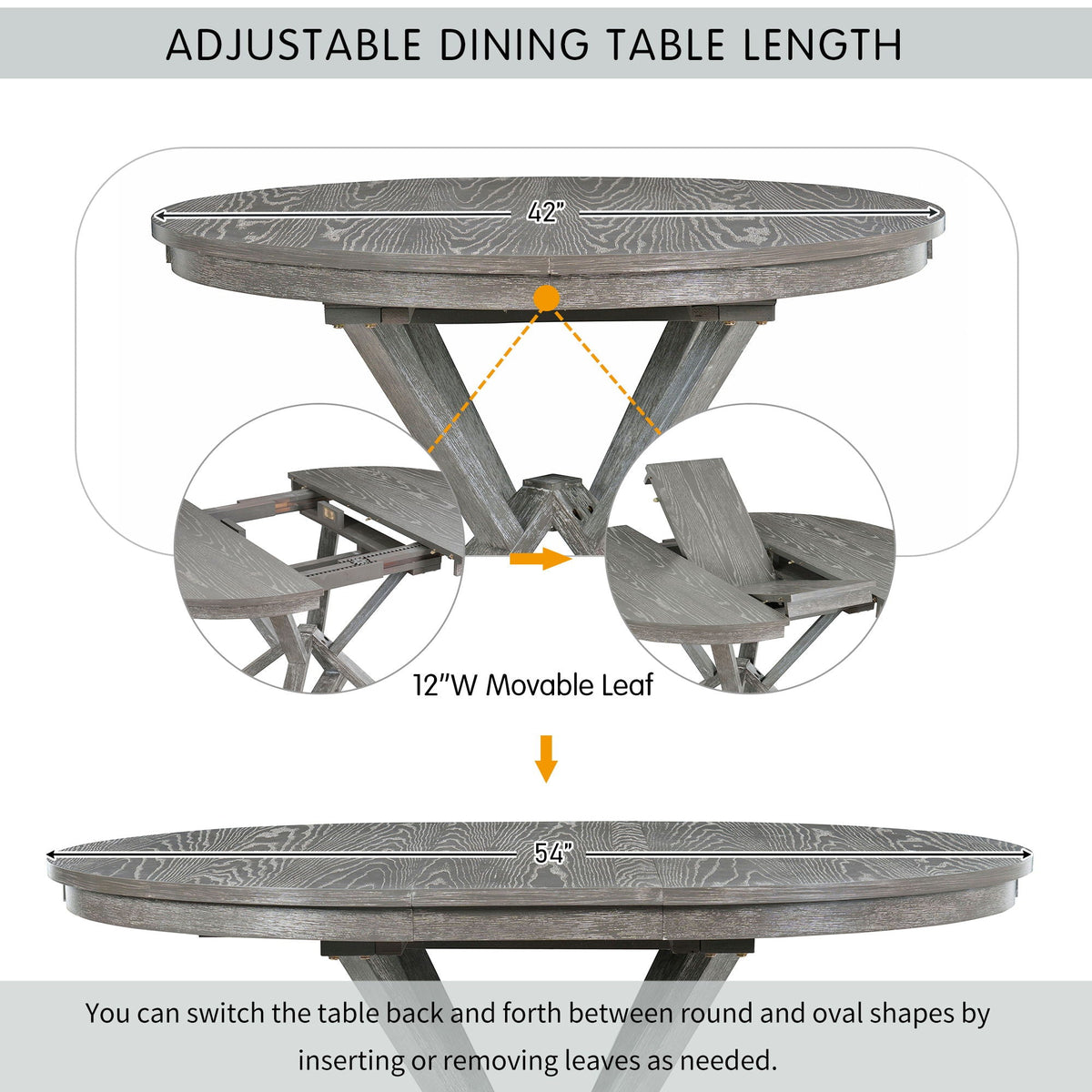 Dining Set With Extendable Round Table And 4 Upholstered Chairs - view 12