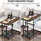 Rustic 32” Width Adjustable C-Shaped End Table with Wheels