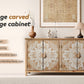 60" Wood Accent Cabinet with 4 Doors Brown and Antique White