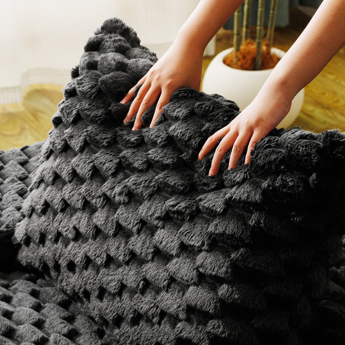 Black Turtle Velvet Versatile Convertible Sofa