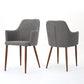 Mid Century Modern Fabric Upholstered Dining Chairs - Set of 2