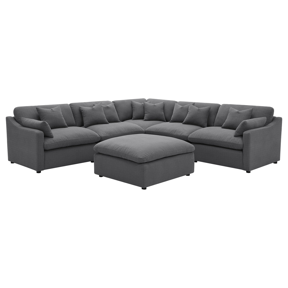 Charcoal 6-Piece Upholstered Modular Sectional Sofa