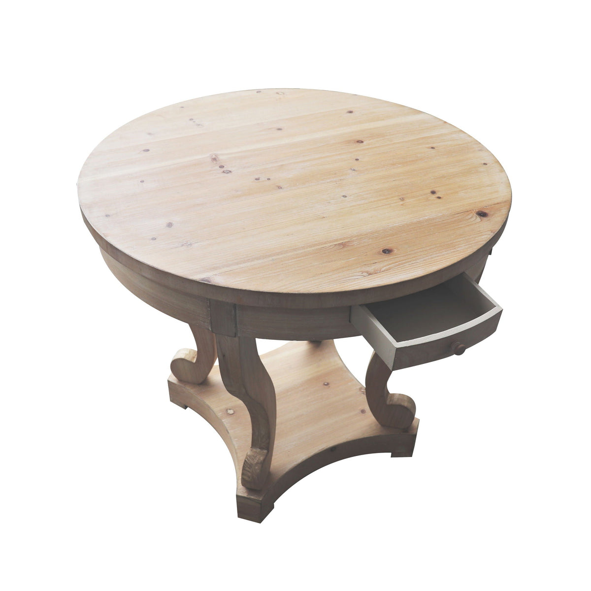 Curved Legs Farmhouse Style Small Size Round Dining Table End Table Side Table Coffee Table For Dinette,