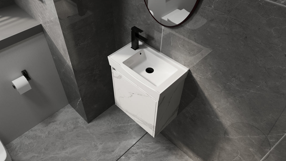 20" Wall-Mounted Bathroom Vanity with Ceramic Sink