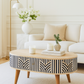 Edessa Bone Inlay Coffee Table, 2-Drawers, Nordic Legs
