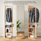 Multifunctional 360° Rotating Full Length Mirror with Coat Rack