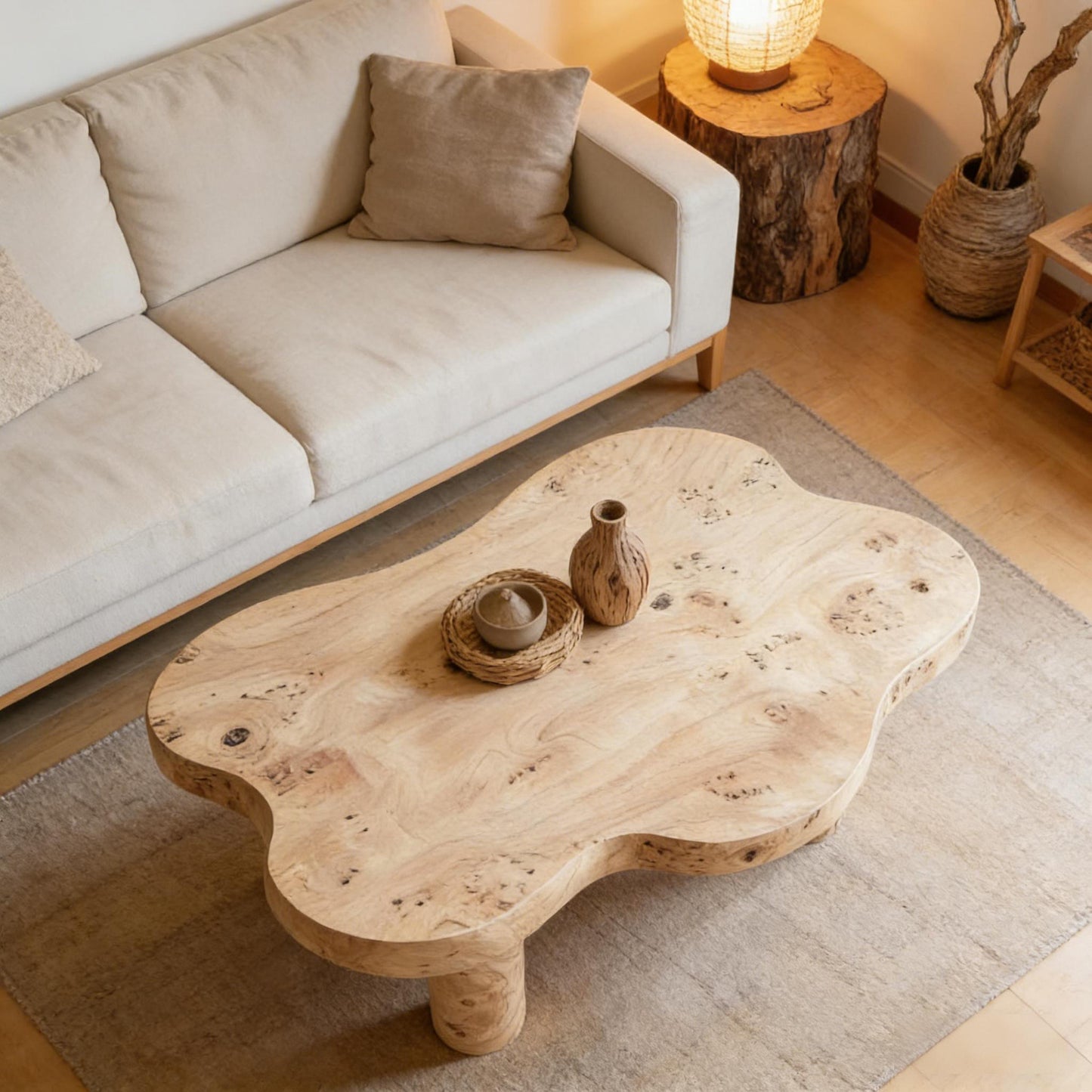 Cloud Shaped Coffee Table With 4 Round Legs