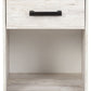 Shawburn - One Drawer Night Stand - Open Cubby - White / Black / Gray