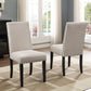 Biony Espresso Wood Dining Set with Tan Fabric Nailhead Chairs