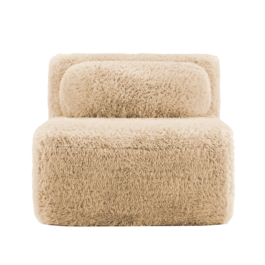 Aviana Armless Sofa With Pillow Plush Fabric - Light Khaki