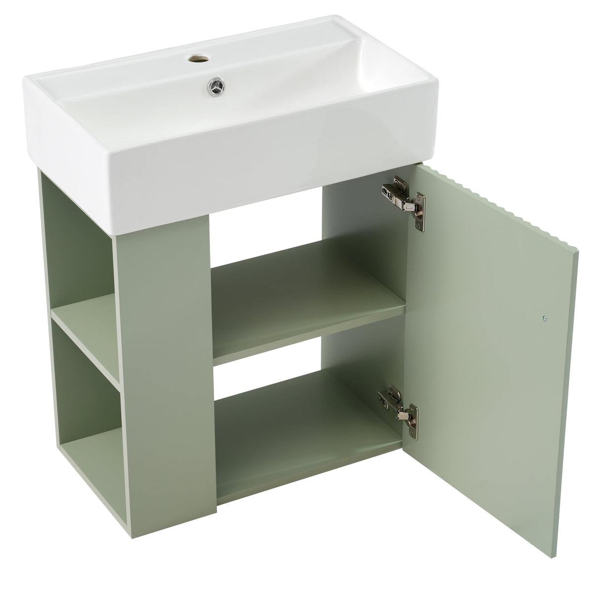 21.6 Inch Modern Floating Bathroom Vanity with Ceramic Basin