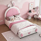 Twin Size Upholstered Platform Bed With Rabbit Shaped Headboard