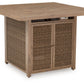 Walton Bridge - 5 Pc. - Square Bar Table W/Fire Pit, 4 Barstools - Driftwood
