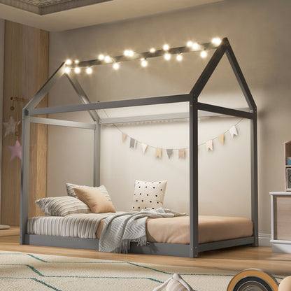 Twin Size Wooden House Bed