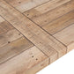 Rustic Dining Table with Metal Support in Natural Pine Wood Finish