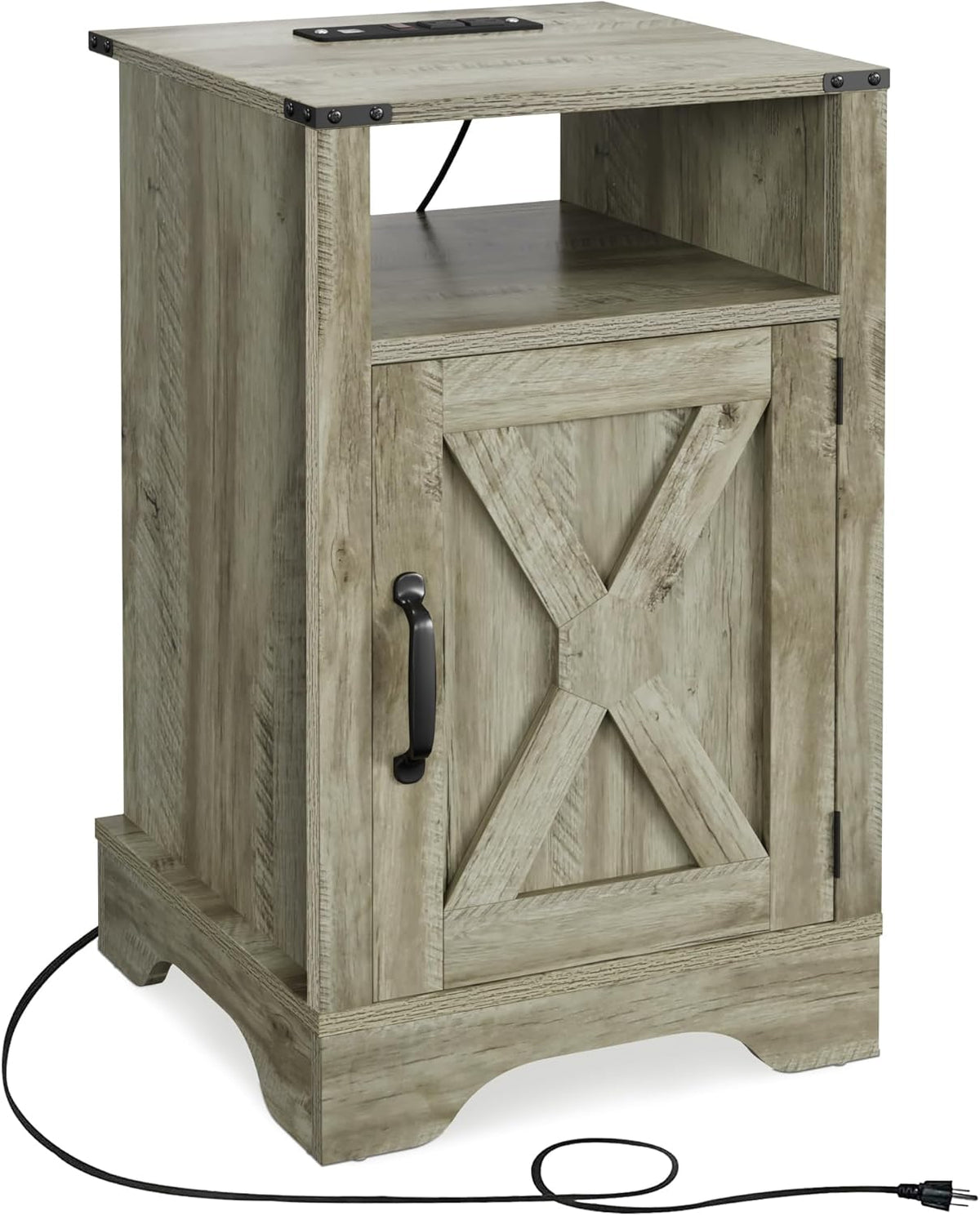 16" Light Grey Farmhouse Nightstand