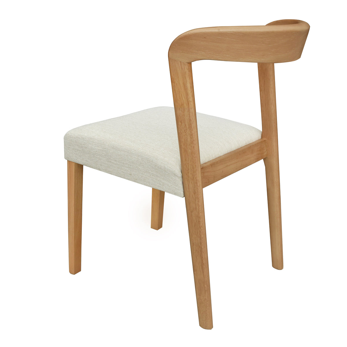Solid Rubber Wood Dining Chairs (Natural Oak+Beige) - Set of 2