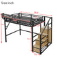 Full Size Loft Bed with Stairs and Storage Shelves