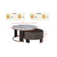 Nesting Coffee Table Set of 2, Faux Marble Top Round Coffee Table with Ottoman