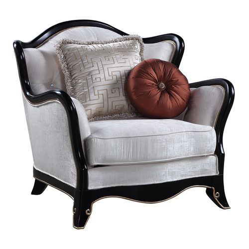 Nurmive - Chair With 2 Pillows - Beige Fabric
