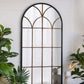 34x65.5' Arched Full-Length Mirror with Black and Gold Windowpane Design