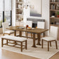 Topmax - 6 Piece Farmhouse Extendable Dining Table Set Trestle Kitchen Table Set With Removable Leaf And - view 10