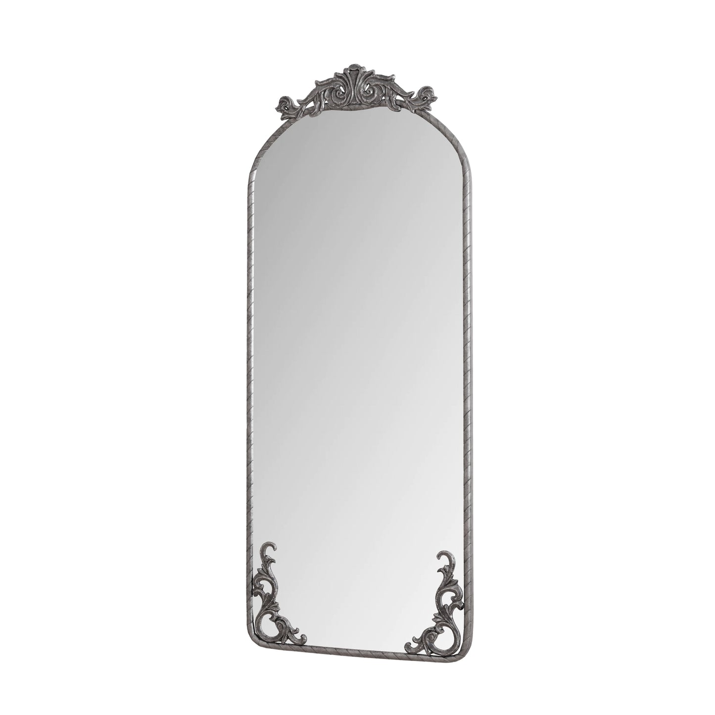 58"x24" Arched Full Body Mirror with Vintage Ornate Carving