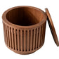 18.9" Round Wooden Side Table with Cylinder Lattice Design