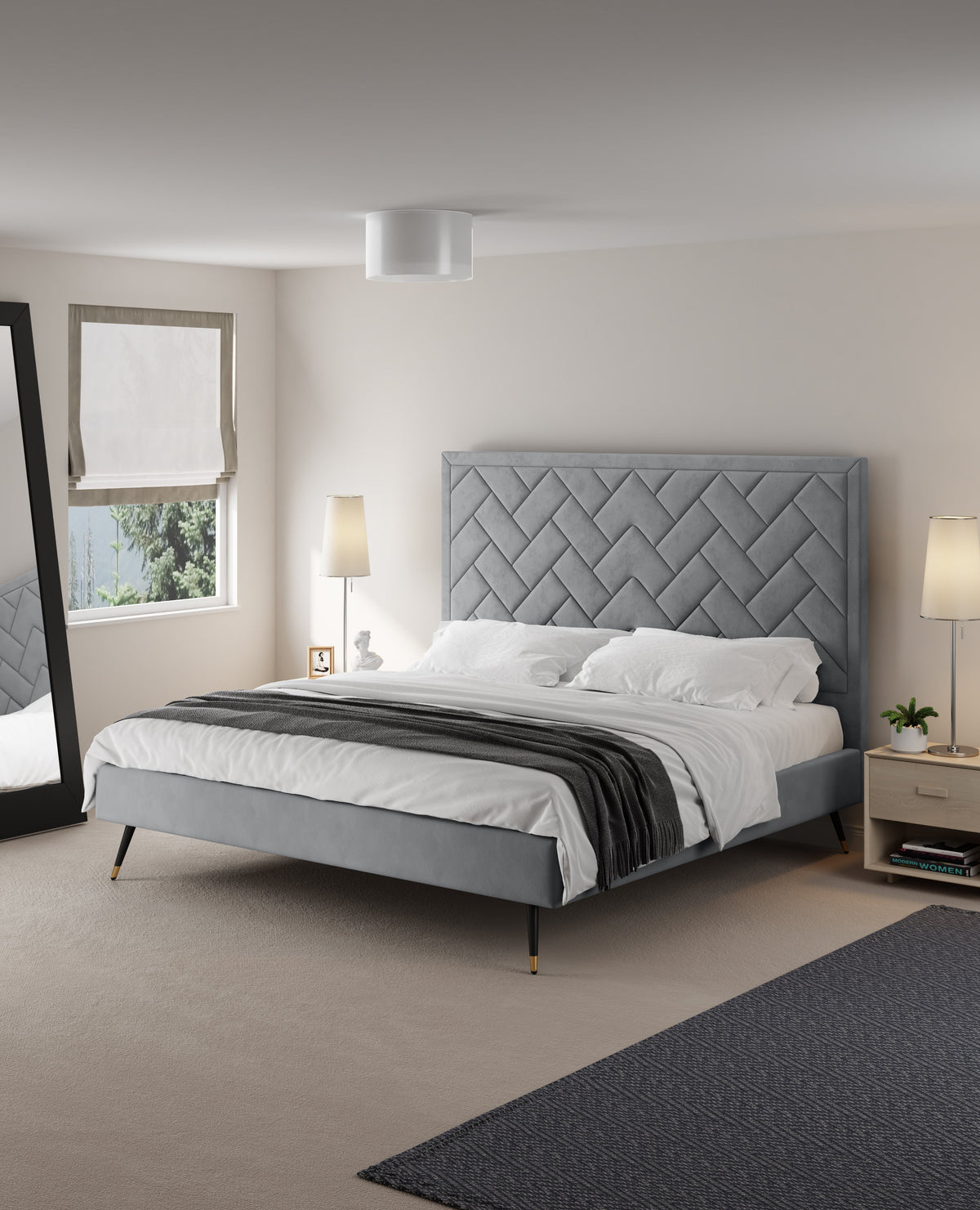 Crosby Upholstered Velvet King Bed