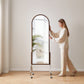 Arched Full Length Mirror with Storage Shelves & Wheels
