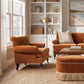 Alana 38" Lawson Accent Arm Chair with Metal Casters, Burnt