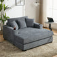 Oversized Chaise Lounger Modern Style Sofa Couch, With Pillows, Charge Station & Cup Holders - view 6