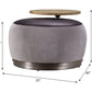 Decapree - Ottoman - Antique Slate Top Grain Leather & Gray Velvet