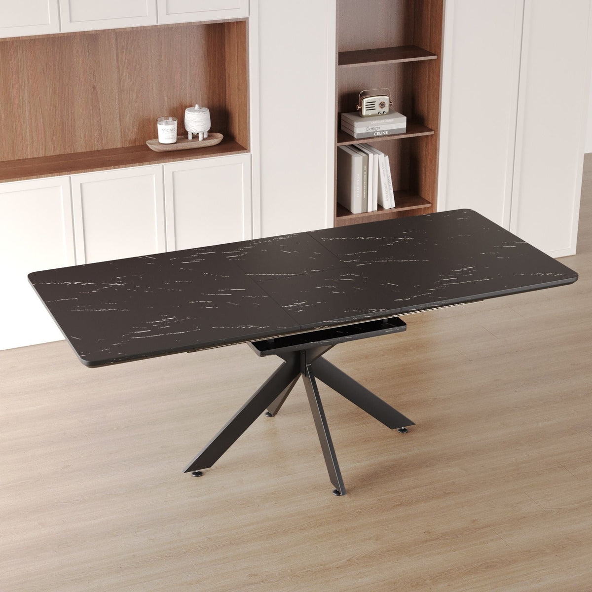 Modern Mid-Century Dining Table Set With Extendable Design - view 12