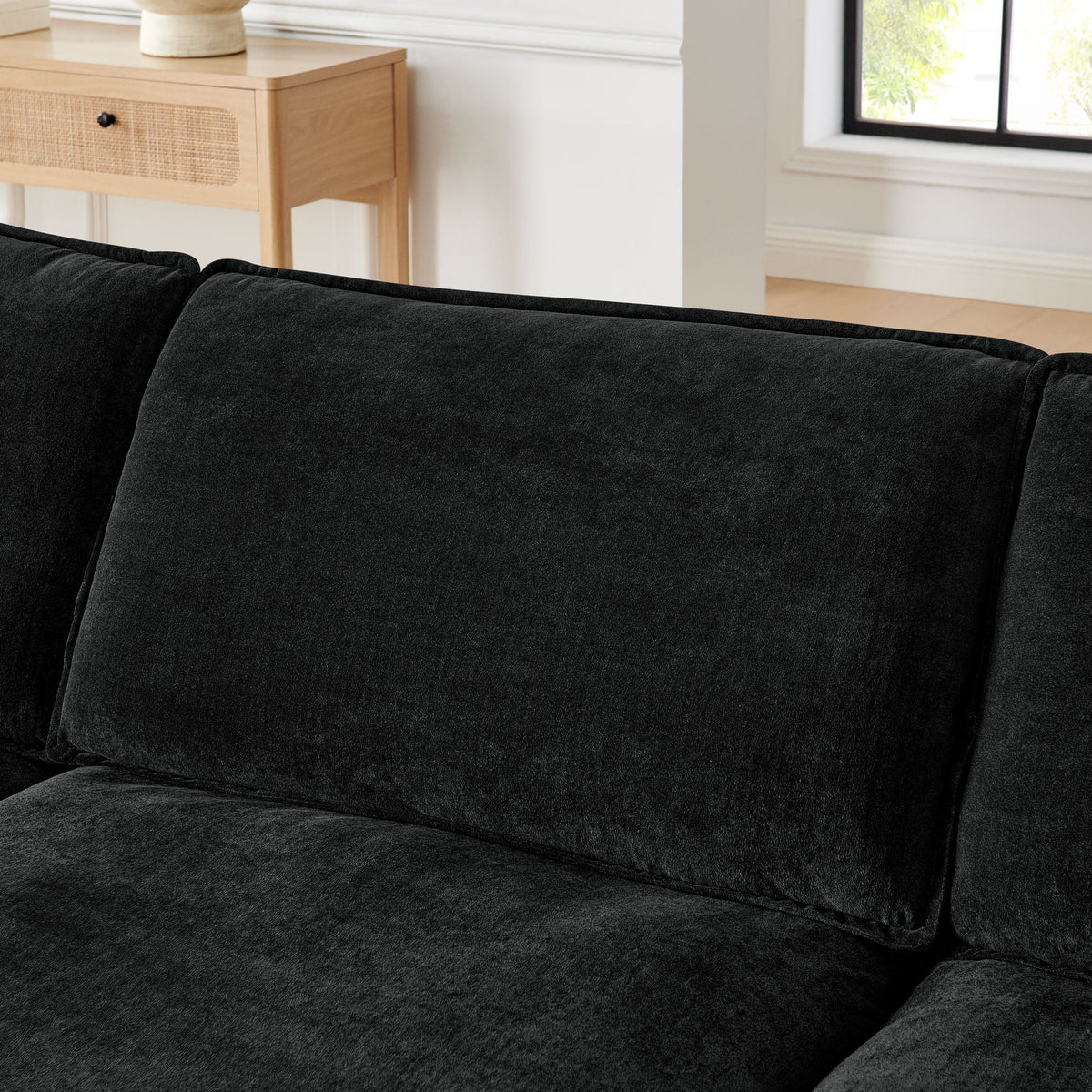 L-Shaped Sectional Sofa With Ottoman, Convertible 4 Seater Couch - view 12