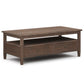 Warm Shaker Solid Wood 48 Inch Wide Transitional Coffee Table
