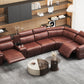 6-Piece Modular Leather Sofa with 2 Cup Holders