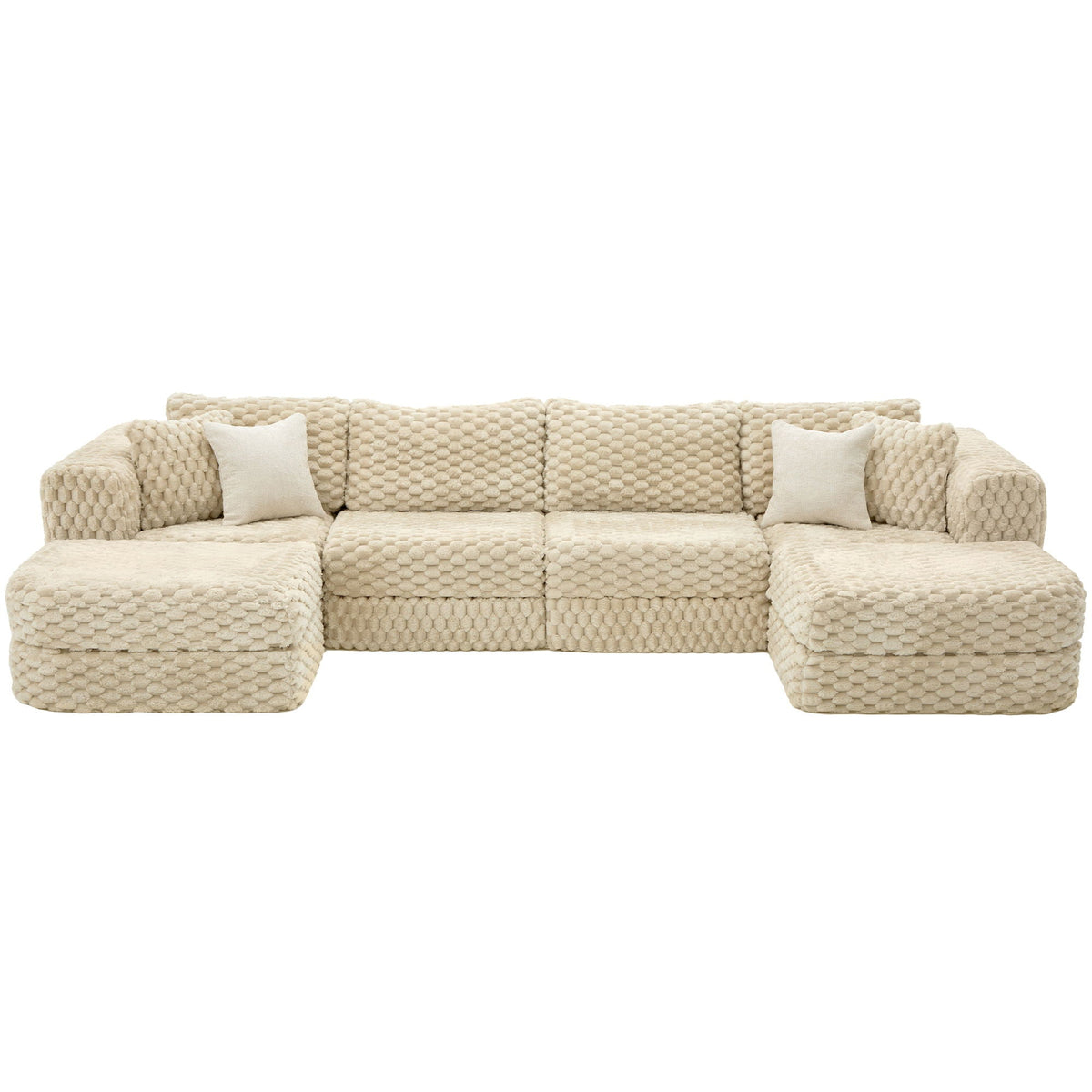 Modular Sectional Sofa, Boneless Couch With 2 Movable Ottomans - view 3
