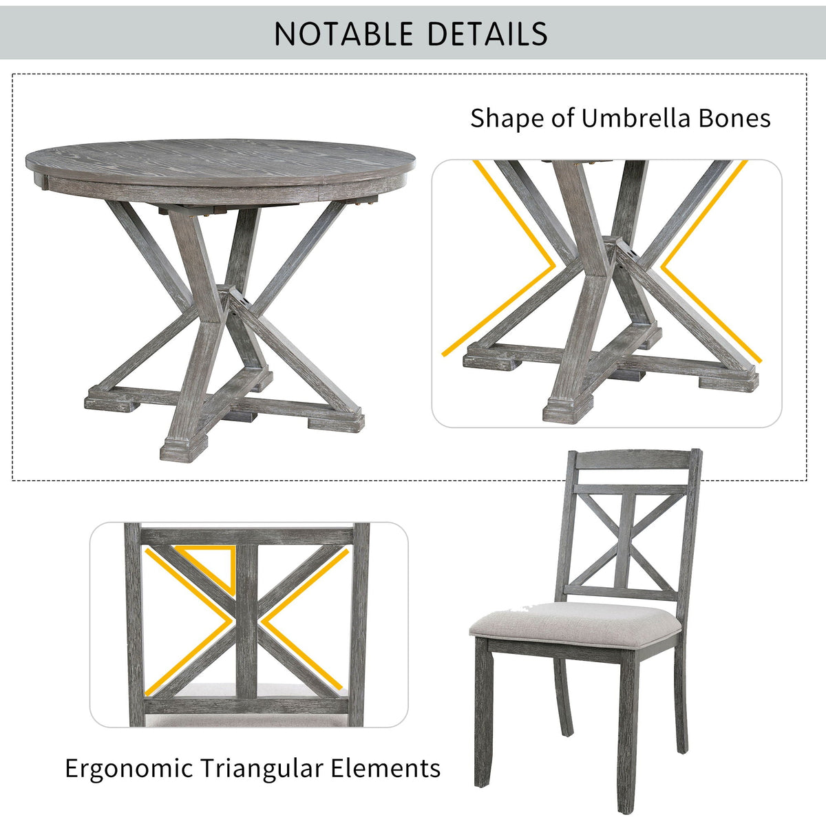 Dining Set With Extendable Round Table And 4 Upholstered Chairs - view 13