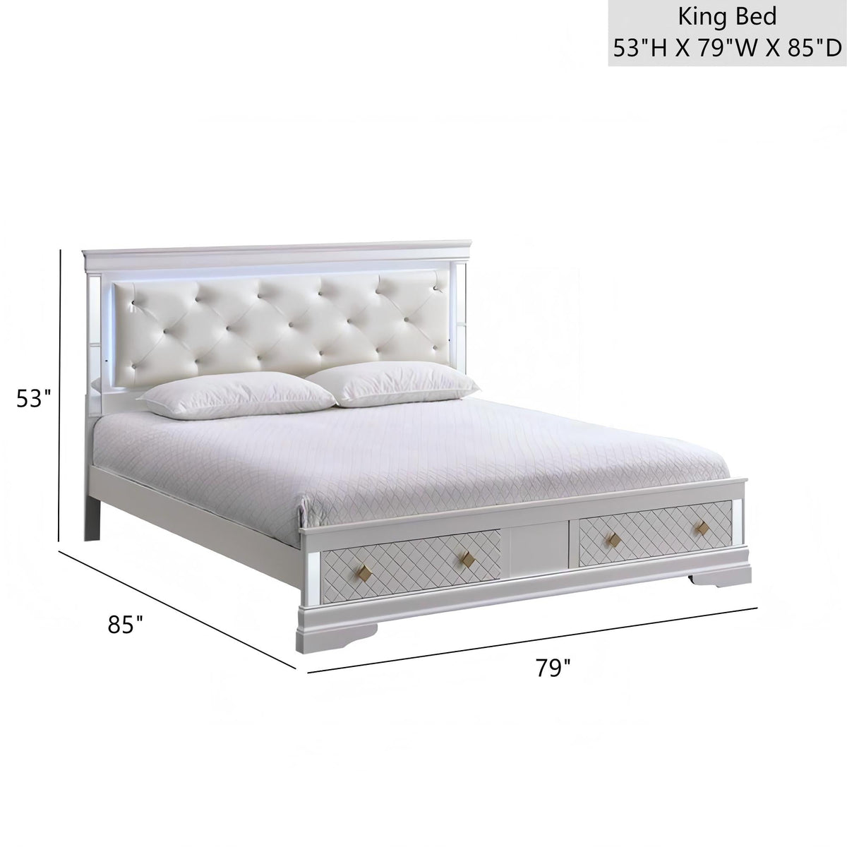 Verona G6735B-KSB King Bed (Mattress Not Included) - Pearl