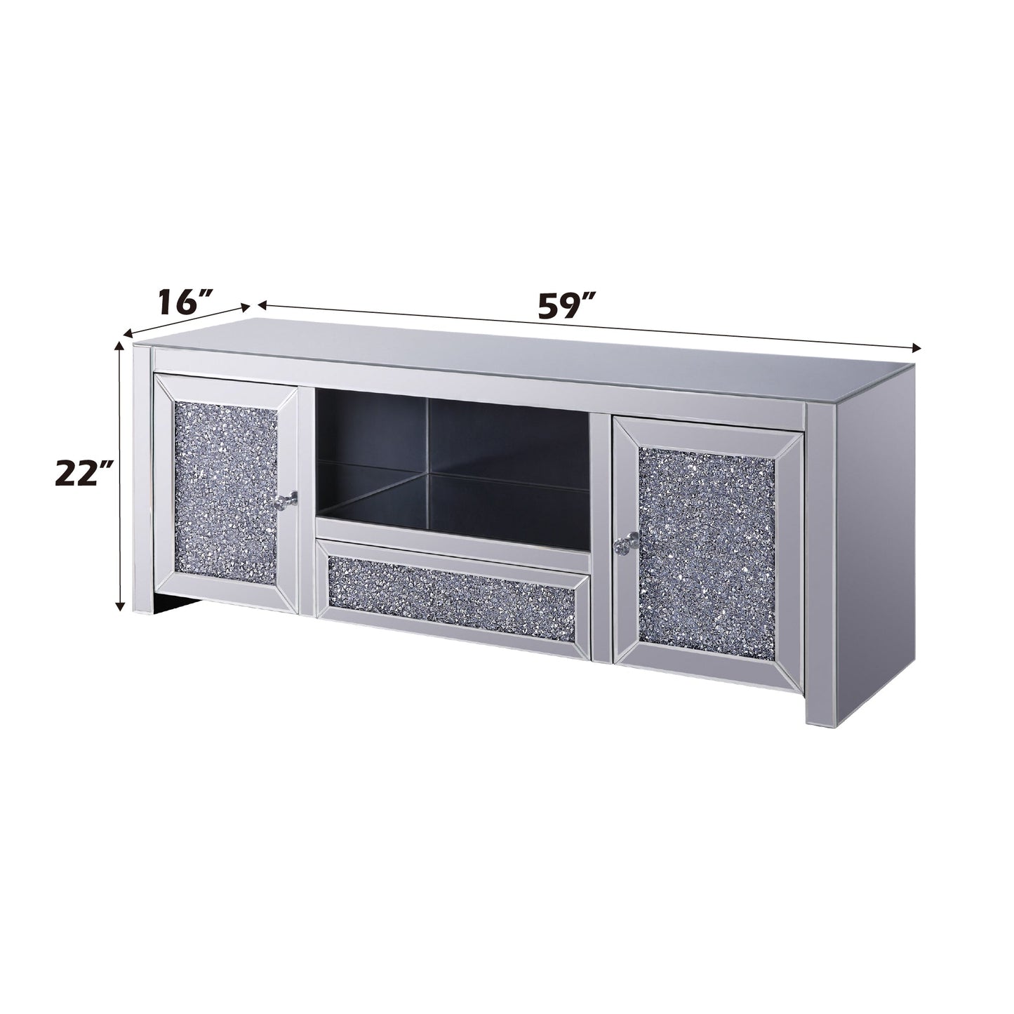 Noralie Mirrored & Faux Diamonds TV Stand