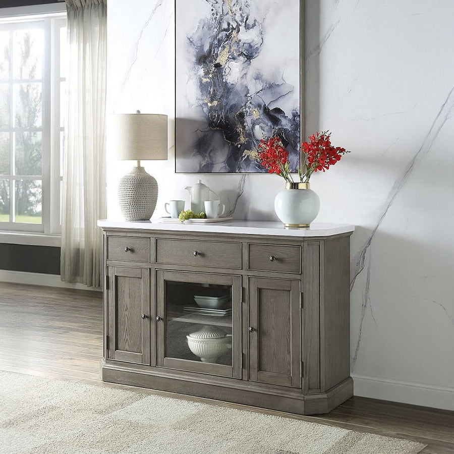 Zumala - Server - Marble Top & Weathered Oak