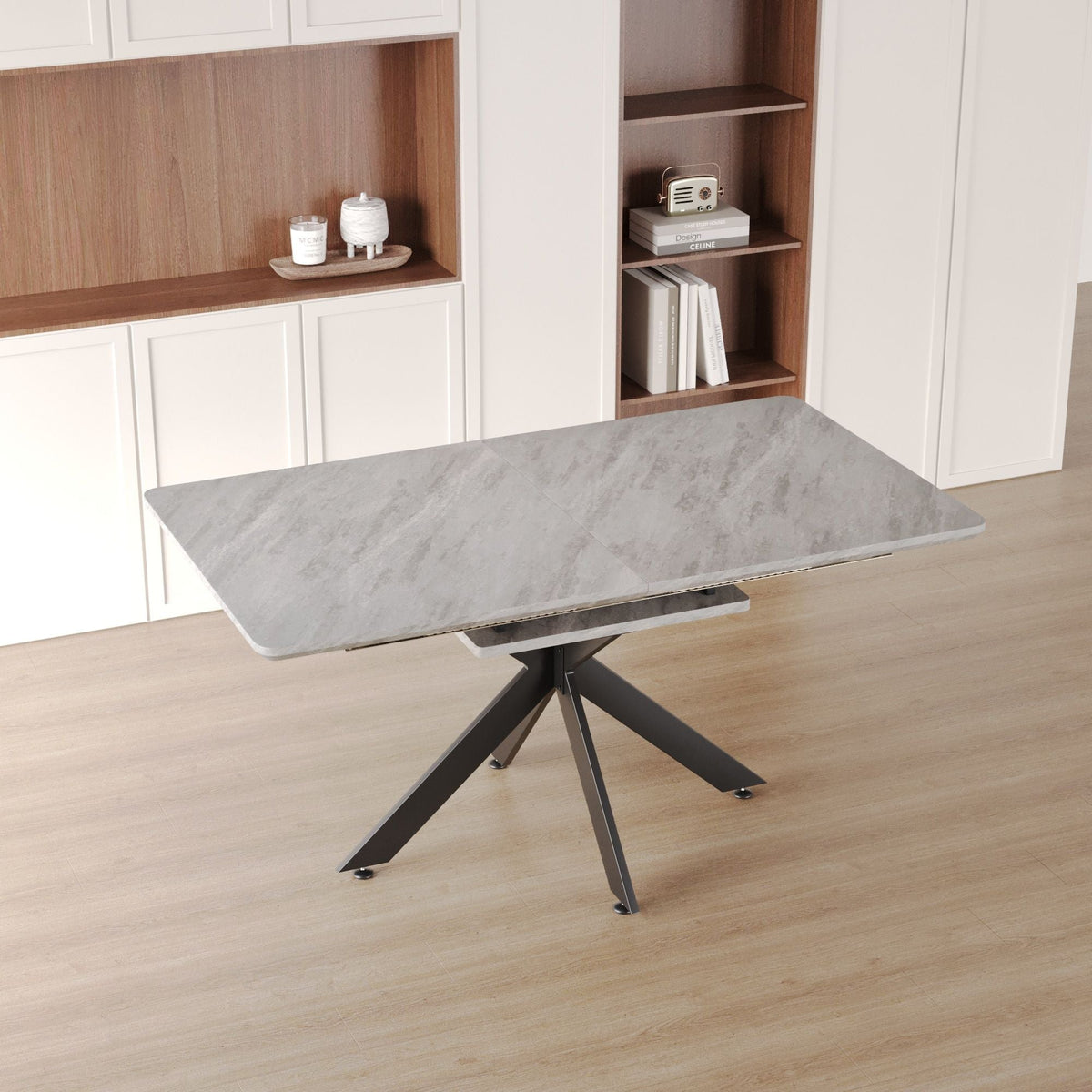 Modern Mid-Century Dining Table Set With Extendable Design - view 13
