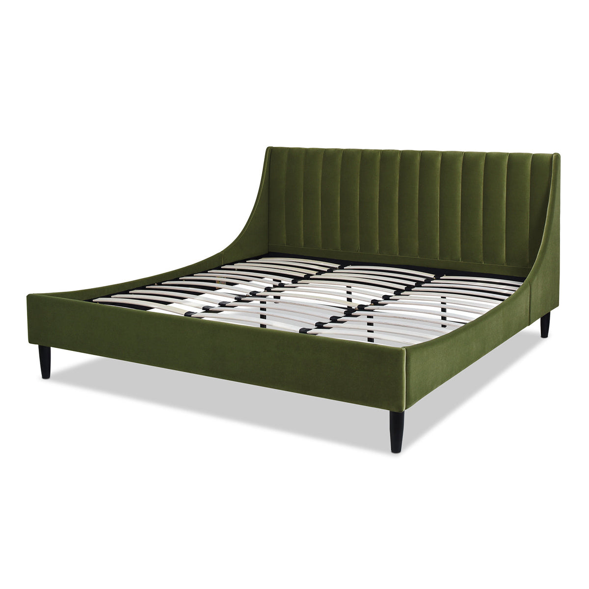 Aspen Vertical Tufted Headboard Platform Bed Set, King, Olive